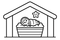 Baby Jesus lying in a manger of hay – Christmas Eve coloring page
