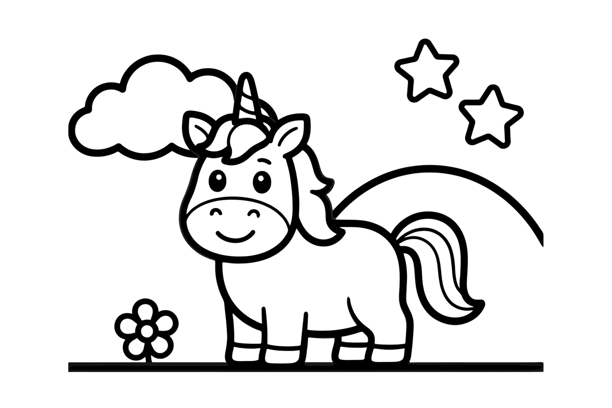 Unicorn Star – Enchanted Unicorn Magic coloring page