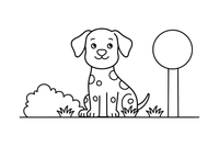 A Dalmatian sitting in the yard – Dalmatian coloring page