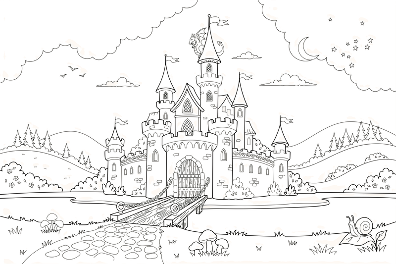A big castle with tall towers – Castle coloring page