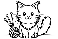 Maine Coon with knitting needles – Maine Coon Cat Mischief coloring page