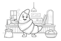 One big flaky croissant – Classic Bakery & Bread coloring page
