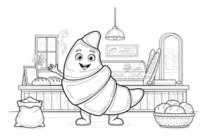 One big flaky croissant – Classic Bakery & Bread coloring page