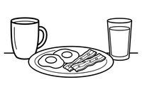 Two fried eggs with bacon – Classic Breakfast coloring page