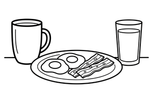 Two fried eggs with bacon – Classic Breakfast coloring page