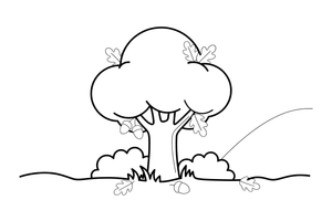An oak tree with acorns and a few oak leaves – Trees coloring page