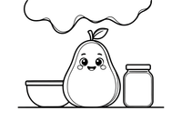 Kawaii Cute a cute avocado with little eyes and a smile – Kawaii Cute Food coloring page