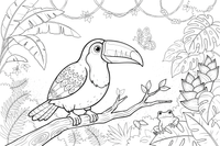 A toucan perched on a jungle branch – Toucan coloring page