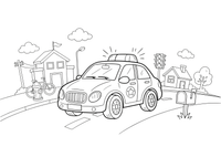 A police car with flashing lights on top – Emergency Emergency Vehicles coloring page