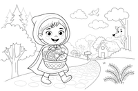 A sweet little girl wearing a hooded cape – Little Red Riding Hood Story coloring page