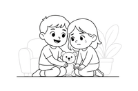 Two children — one happy, one sad — comforting each other – Feelings coloring page