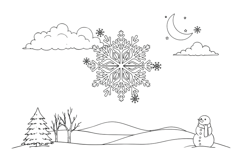 Snowflake Crystal – Delicate Snowflake Sky coloring page