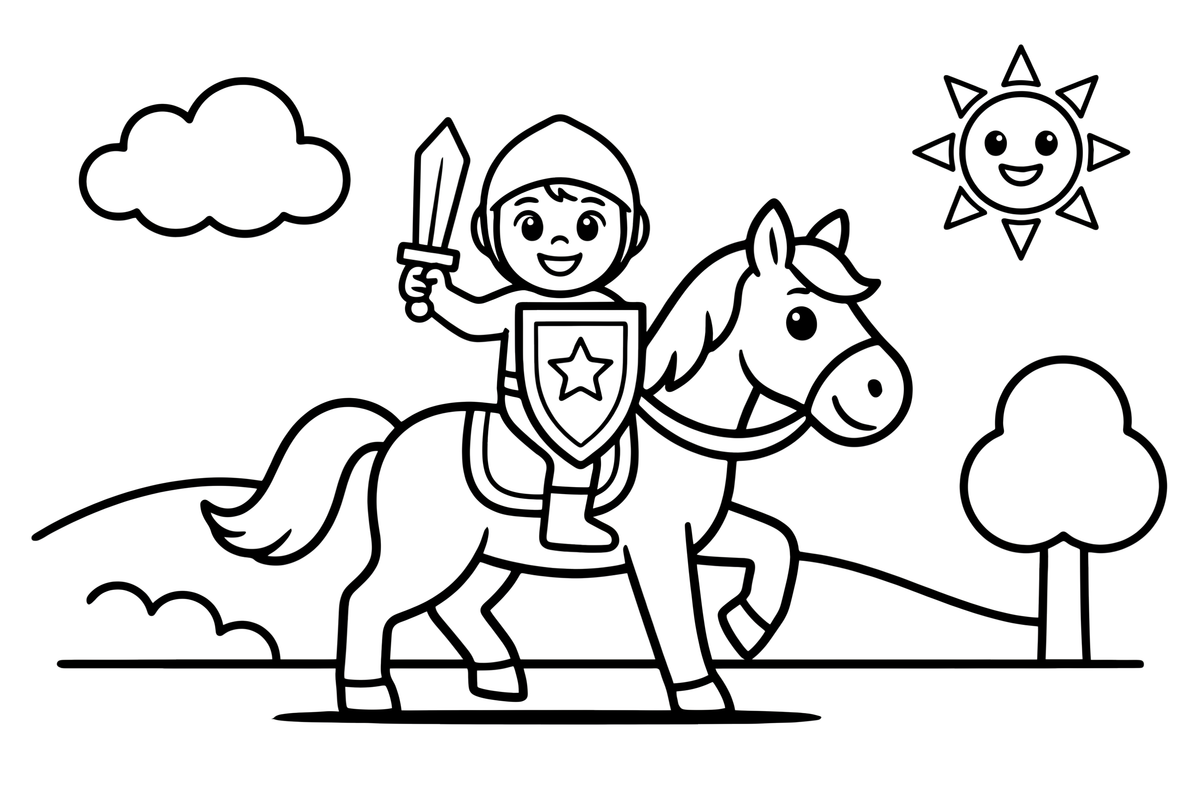 Knight riding a horse – Knight Knight Campaign coloring page