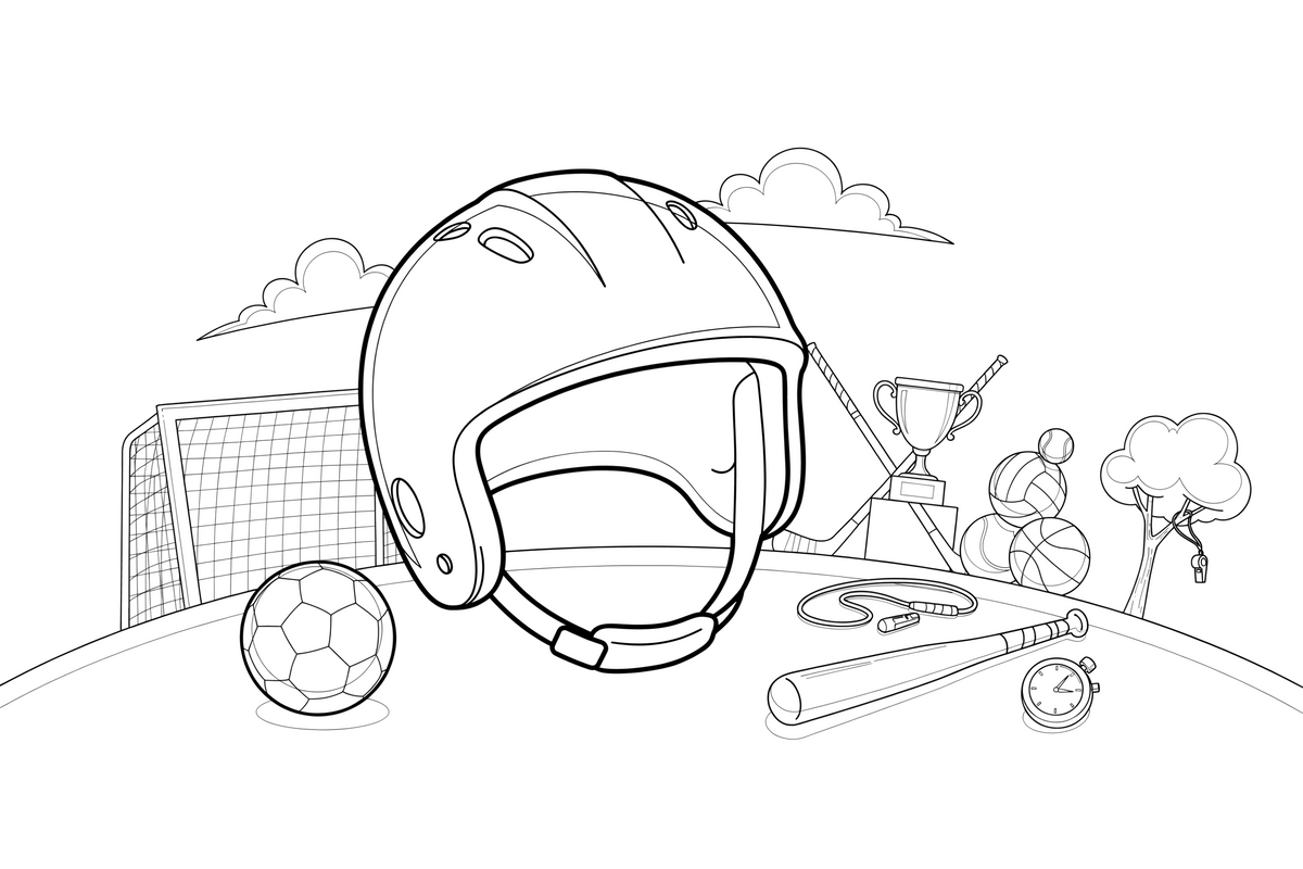 A sports helmet with a strap – Sports Gear Object coloring page