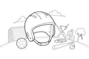 A sports helmet with a strap – Sports Gear Object coloring page