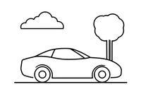 A sleek low sports car with a smooth body, parked – Sports Cars coloring page