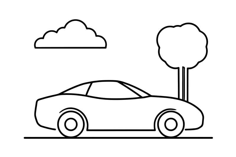 A sleek low sports car with a smooth body, parked – Sports Cars coloring page