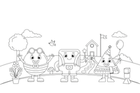 A circle, a square and a triangle side by side – Classic Shape Shapes coloring page