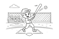 A batter swinging the bat at the ball – Baseball Baseball coloring page