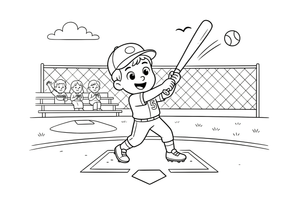A batter swinging the bat at the ball – Baseball Baseball coloring page