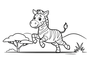 A zebra kicking up its heels – Galloping Zebra Wild coloring page