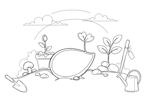 A single seed lying in the soil, close up – Complete Plant Life Cycle coloring page