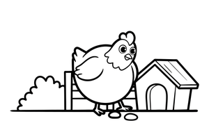 A chicken pecking in the farmyard – Chicken Family Life coloring page