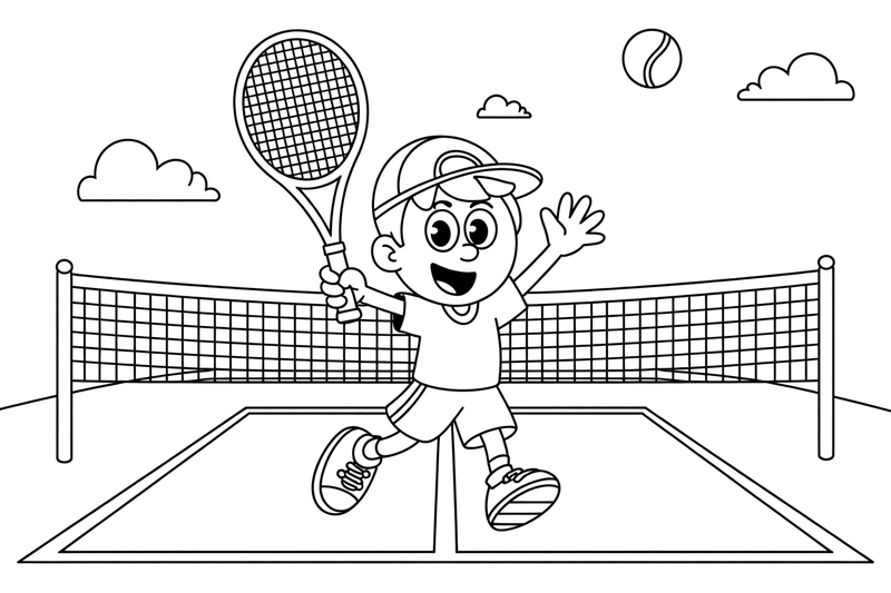 Player swinging a racket to hit the ball – Tennis Tennis coloring page