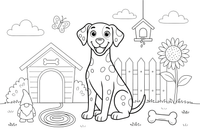 A Dalmatian sitting in the yard – Dalmatian coloring page