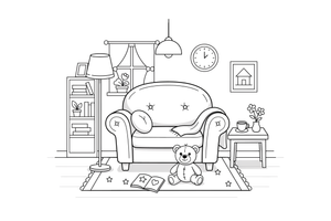One big cozy armchair, close up – Around the House Object coloring page