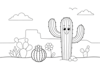A tall saguaro cactus – Vibrant Cacti & Succulents coloring page