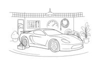 A sleek low sports car with a smooth body, parked – Sports Cars coloring page