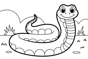 Grass Snake in Moonlight – Enchanted Grass Snake coloring page