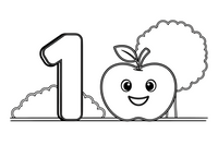 Number 1 with one apple – Number 3 Learning coloring page