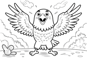 Excited Eagle – Eagle Emotions coloring page