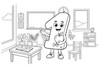 Number 1 with one apple – Number 3 Learning coloring page