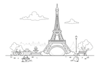 The Eiffel Tower in Paris – Famous Landmarks coloring page