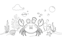 A crab underwater near a coral reef – Crabs coloring page