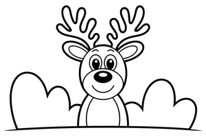 Reindeer with a red nose twinkling lights – Christmas Winter Reindeer coloring page
