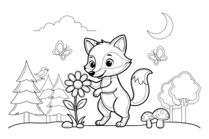 Fox Sniffing – Fox in the Wild coloring page