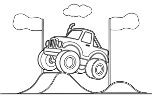 A monster truck doing a big jump – Sport Sport Cars coloring page