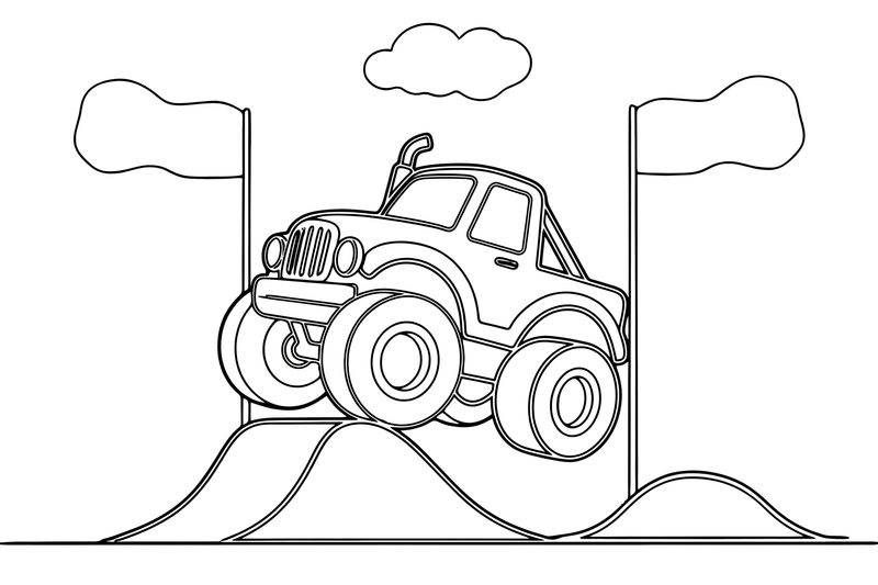 A monster truck doing a big jump – Sport Sport Cars coloring page