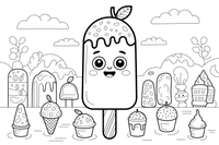 A fruit ice lolly with a little leaf on top – Frozen Treats Ice Cream coloring page