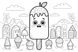 A fruit ice lolly with a little leaf on top – Frozen Treats Ice Cream coloring page