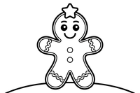 Gingerbread man topped with a star – Christmas Winter Treats coloring page