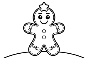 Gingerbread man topped with a star – Christmas Winter Treats coloring page