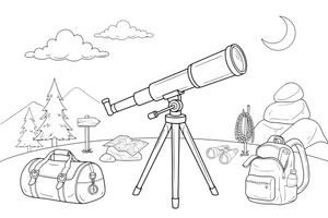 A telescope on a stand – Adventure Gear coloring page