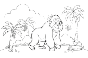 A gorilla walking on its knuckles – Gorilla coloring page