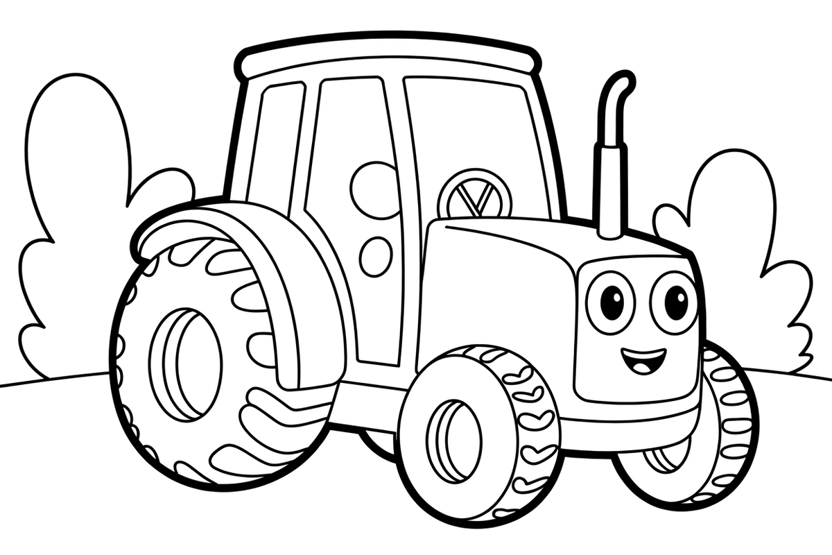 Tractor in Barn – Farm Tractors coloring page