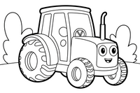 Tractor in Barn – Farm Tractors coloring page